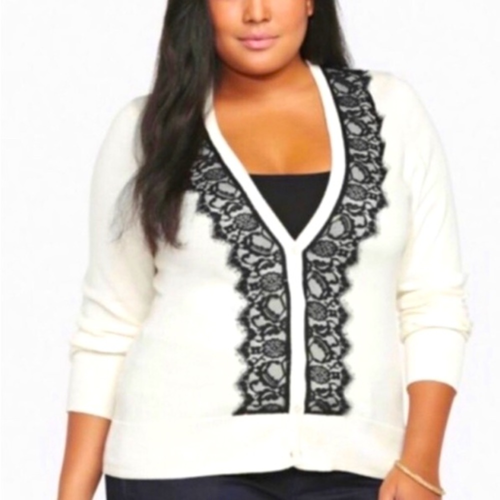TORRID Lace Front CARDIGAN Button Up SWEATER Top! 0 0X 10/12